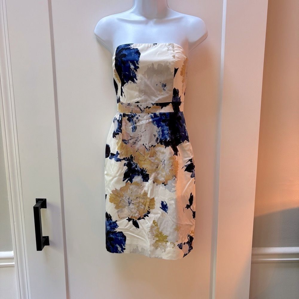 J.Crew Strapless Floral Cotton Dress – Size 4
